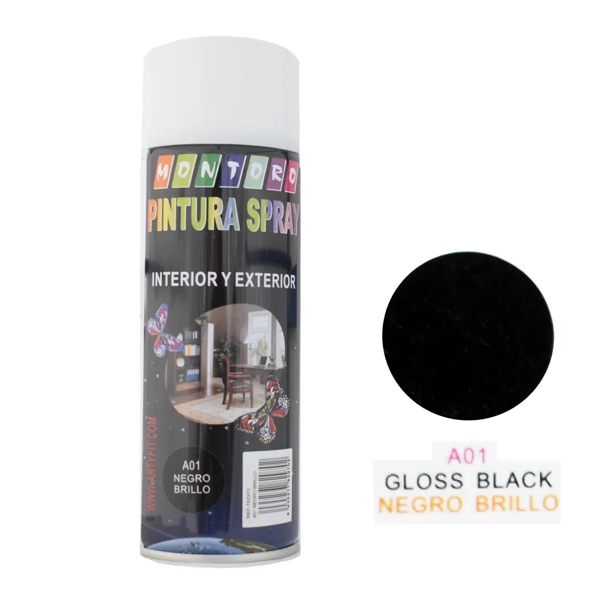SPRAY 400MLA01 NEGRO BRILLO