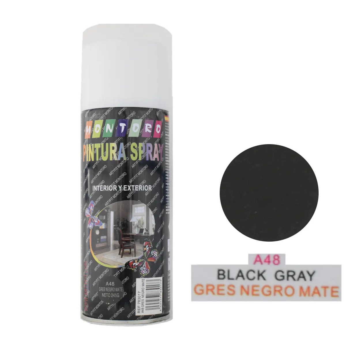 SPRAY 400MLA48 GRIS NEGRO