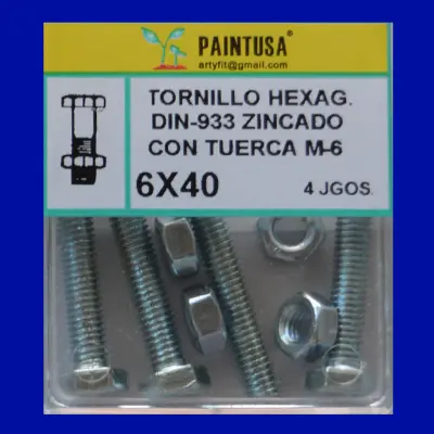TORN.DIN-933 C/TUERCA 6X40