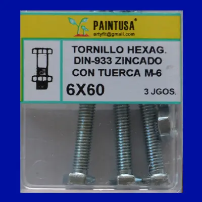 TORN.DIN-933 C/TUERCA 6X60