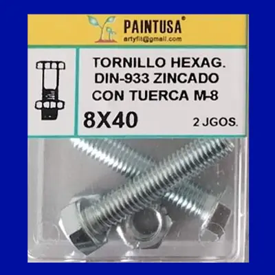 TORN.DIN-933 C/TUERCA 8X40