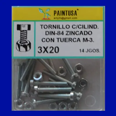 TORN.DIN-84 C/TUERCA 3X20
