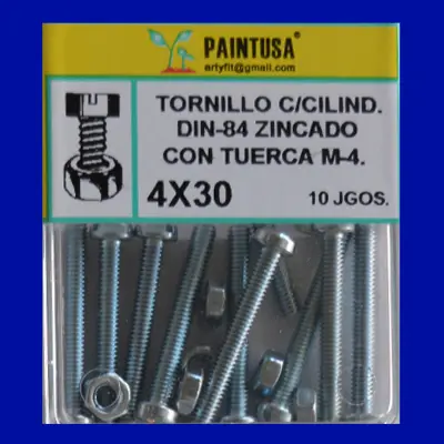 TORN.DIN-84 C/TUERCA 4X30